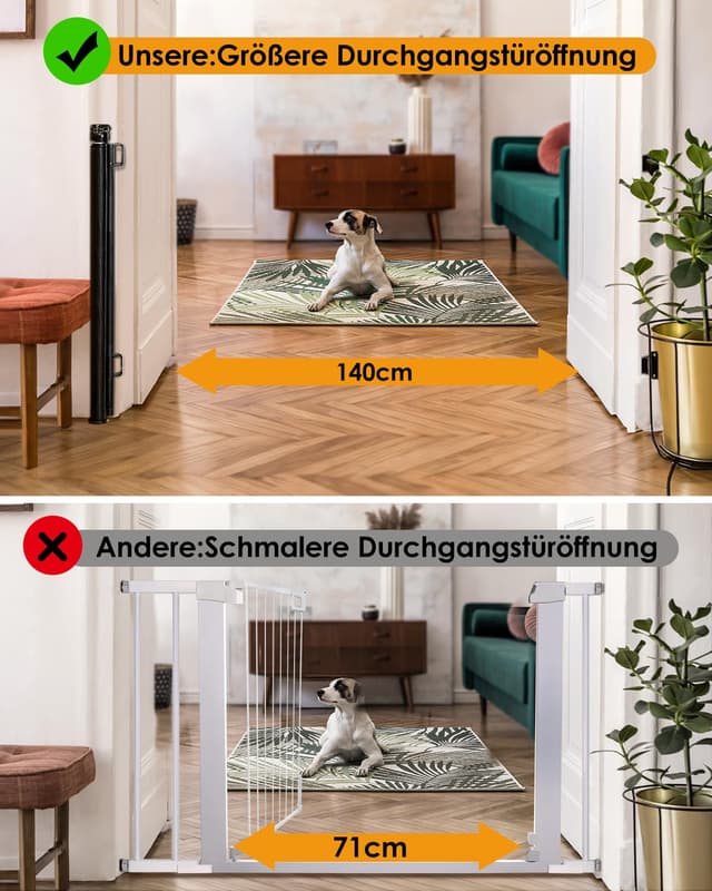 Detalle 2 de Treppenschutzgitter 2er Set ausziehbar bis 140 cm