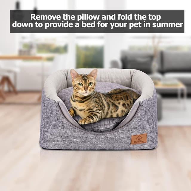 Detalle de Ownpets 3-in-1 Foldable Cat Cave Bed for Indoor Cats (Grey, 35 x 35 x 32cm)