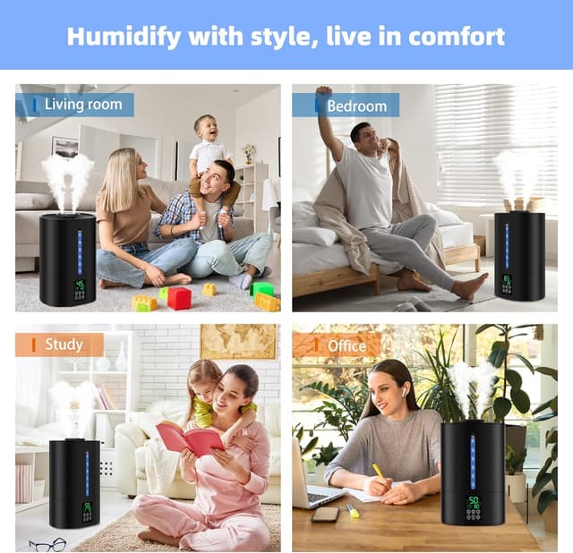 Thumbnail 6 de Coolfiqu 6L Warm & Cool Mist Humidifier (Top-Fill) with 360° Nozzle, Quiet Sleep Mode & Essential Oil Diffuser