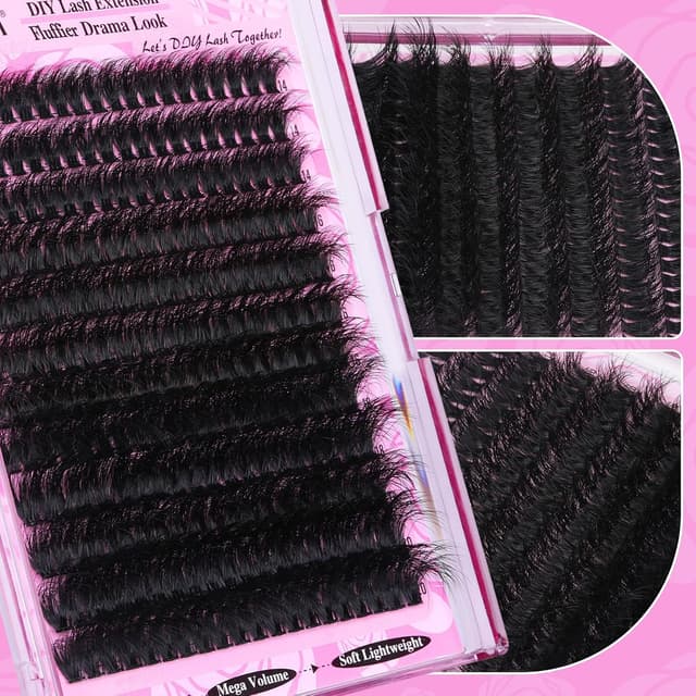 Thumbnail 6 de Yawamica Fluffy Lash Clusters Thick 200D Volume Eyelash Extensions (D-Curl, 14–20mm, 240pcs) for DIY