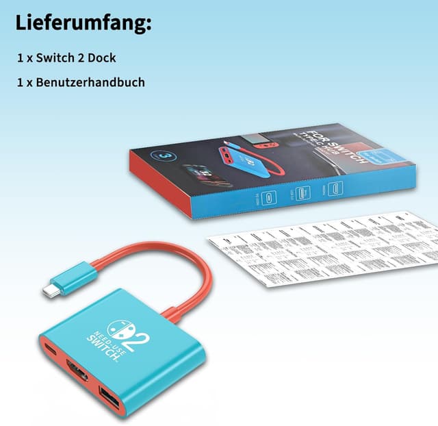 Detalle 2 de Reddening Switch 2 Docking Station als Ersatz für das offizielle Dock – 4K/60Hz, HDMI 2.0, PD 100W