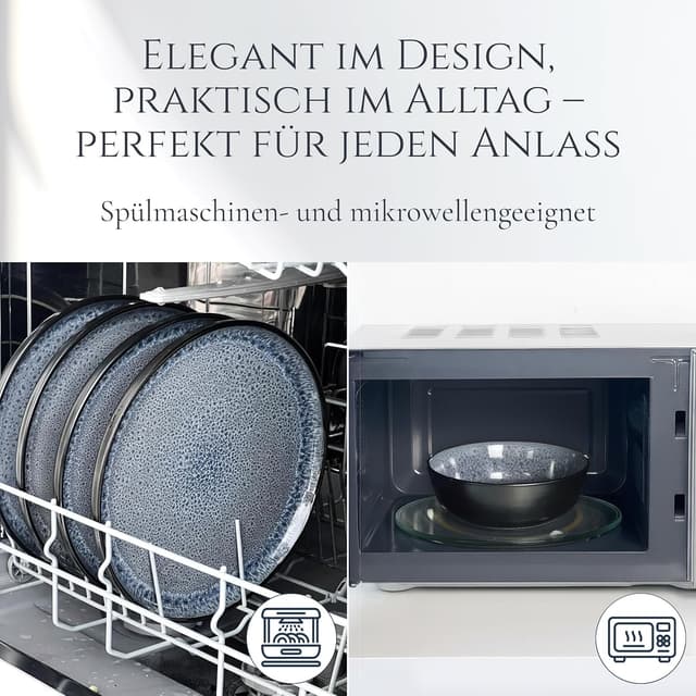 Thumbnail 5 de Steingut Geschirrset 6 Personen Ibiza 24 tlg. Pure Living Grau