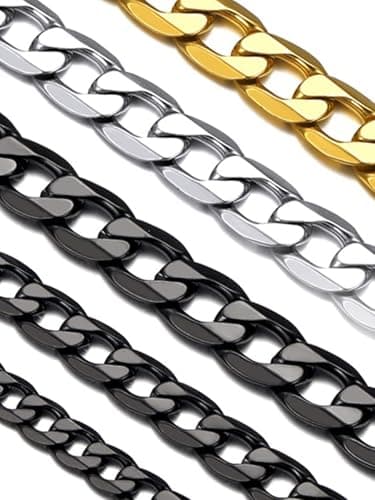 Detalle de Suplight cadena cubana de acero inoxidable 316L para hombre (negro) 6 mm y 66 cm