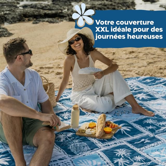 Detalle de Twinzee Couverture de pique-nique 200 x 200 cm imperméable, anti-sable et lavable