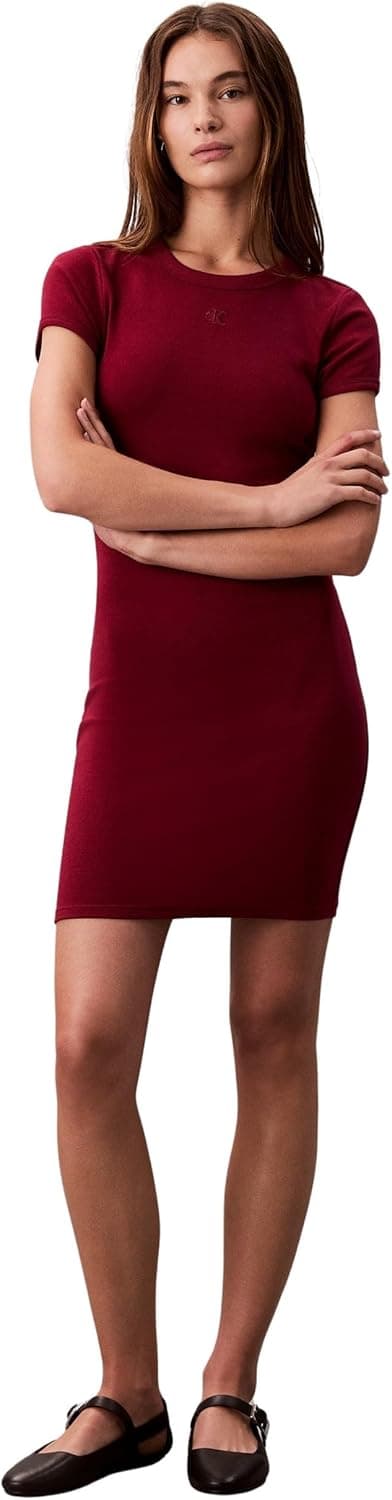Detalle de Calvin Klein Donna Abito a T-Shirt Mini con Scollo Rotondo