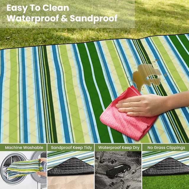 Detalle de Coperta Pic Nic Impermeabile 200 x 200 cm pieghevole antisabbia (stuoia da spiaggia/campeggio)