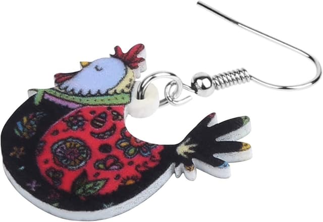 Detalle de DOWAY Cute Huhn/Henne Hahn Ohrringe aus Acryl – bunte baumelnde Hühner-Designs für Party & Geschenke