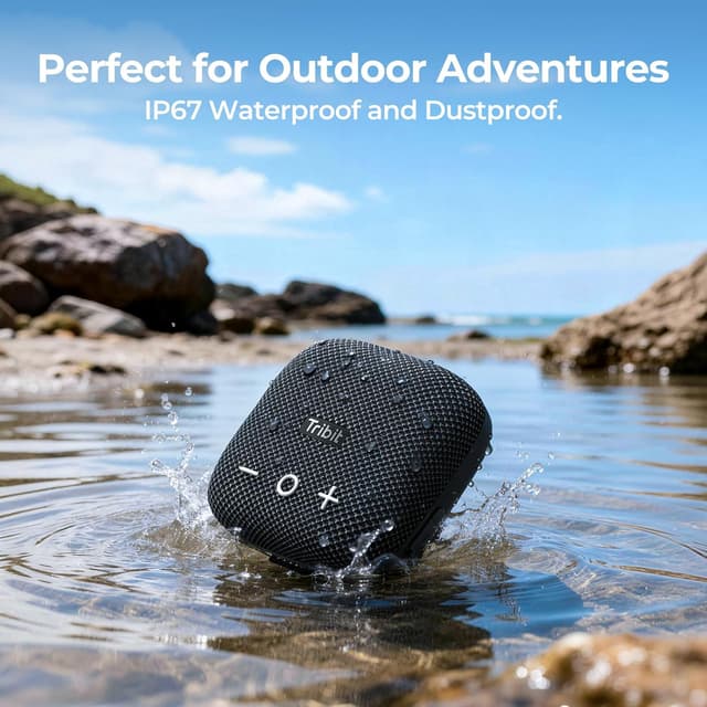 Detalle 2 de Tribit StormBox Micro 2 Wireless Portable Speaker (IP67, Bluetooth 5.3, 10W, 12H) — Pocket Bass for Bike, Travel & Camping