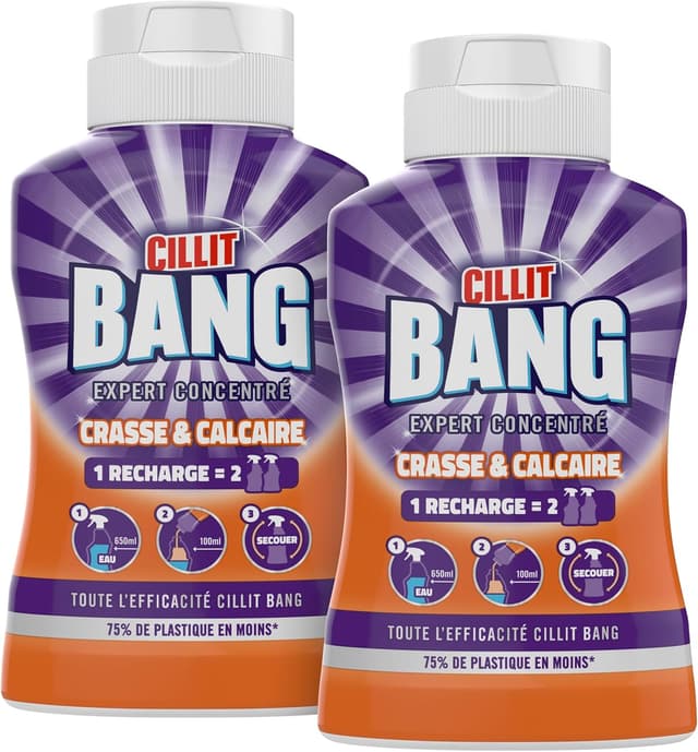 Detalle de Cillit Bang Crasse et Calcaire nettoyant salle de bain 2×200 ml