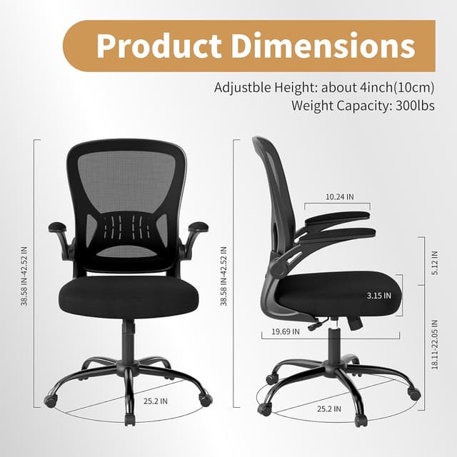 Detalle de Youhauchair Mesh Office Chair, 300 lb capacity