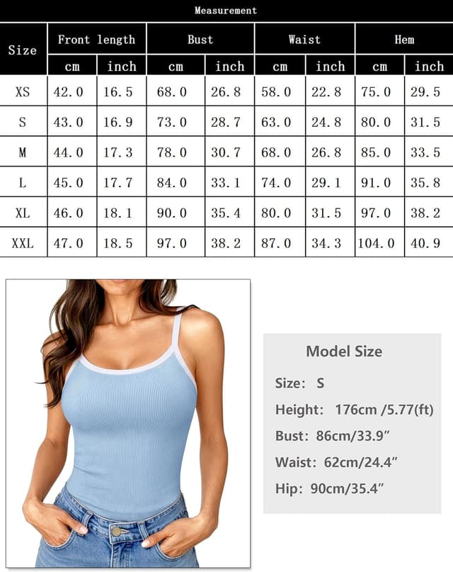 Detalle 2 de Aottori débardeur femme d’été en viscose côtelée, col rond et bretelles spaghetti