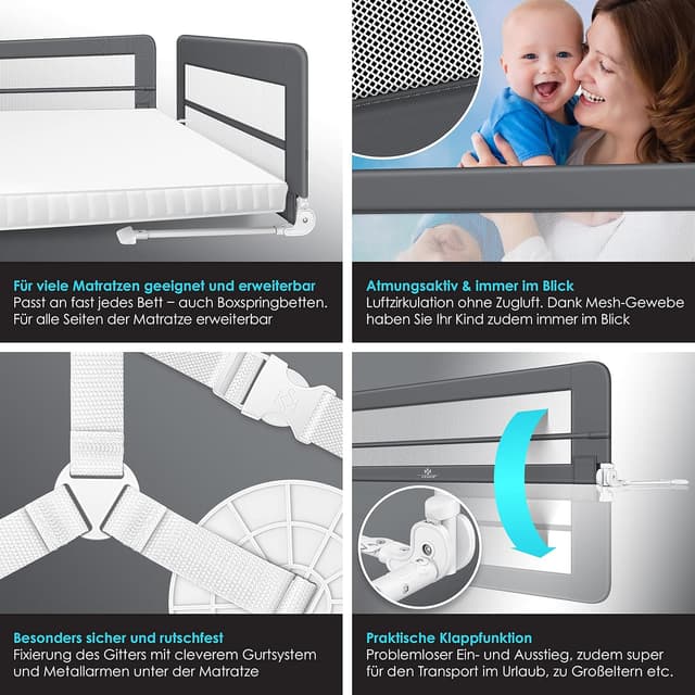 Detalle 1 de KESSER Bettgitter 150 cm 42 cm Höhe