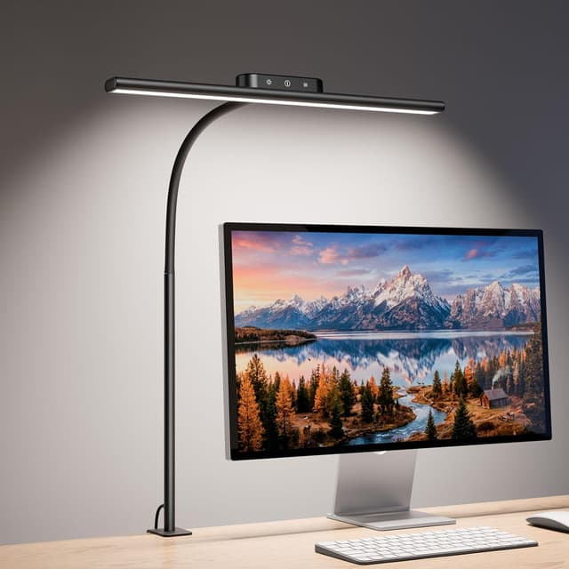 Detalle de Lepro Lampe de Bureau flexible à pince 11W, 5 modes de couleur et 5 niveaux de luminosité (noir)