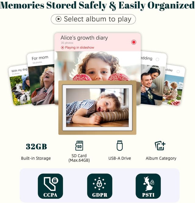 Detalle 2 de Frameo 10.1 Inch Sunset Gold Digital Photo Frame