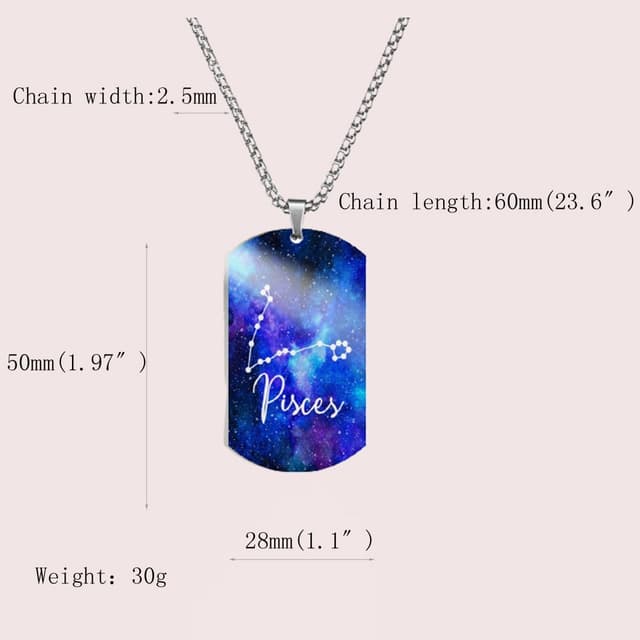 Detalle de Caimeytie Halskette aus Edelstahl mit farbigem Anhänger (12 Sternzeichen/„Konstellationen“) – Geschenkverpackung