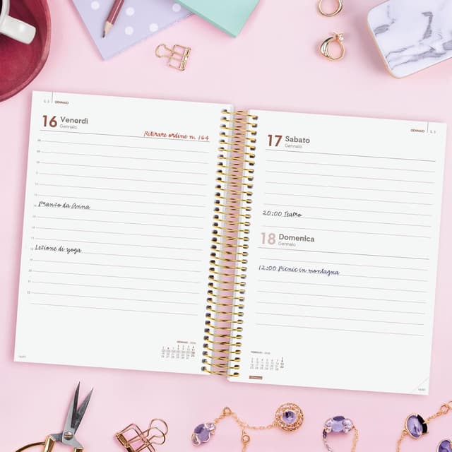 Detalle de Finocam Agenda Spirale 2026 “Spirale Design Collection” Goldy – 1 giorno per pagina, gennaio-dicembre