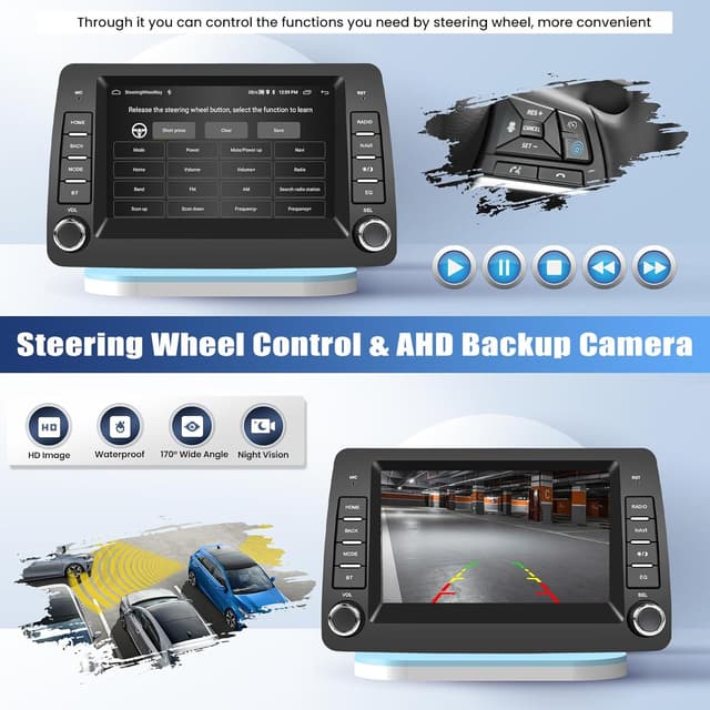 Detalle de GOHHDL Autoradio Android 2G+64G per Fiat Panda 169 (2002-2012) con Wireless CarPlay, Android Auto, GPS Wi‑Fi e telecamera posteriore