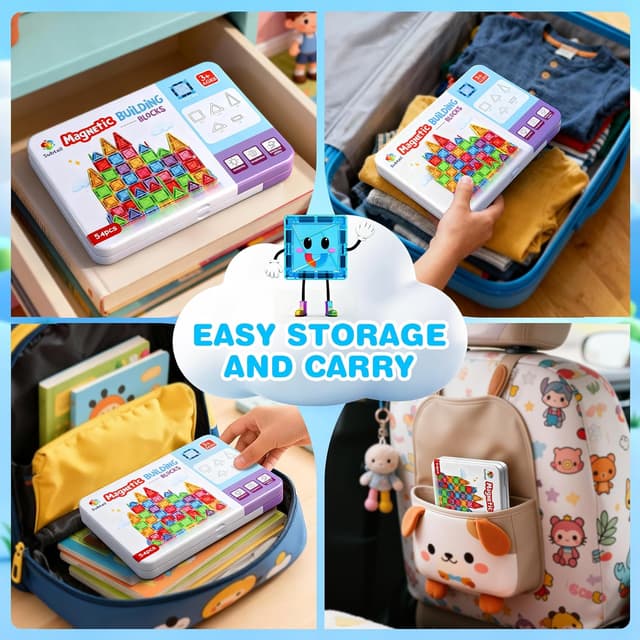 Detalle de Subtail Magnetic Tiles 54 piece travel set