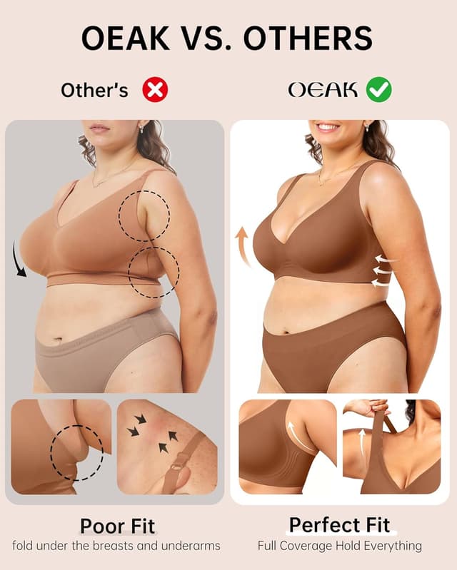 Detalle 2 de OEAK Deep V Wireless Bra 3D Support 🎀