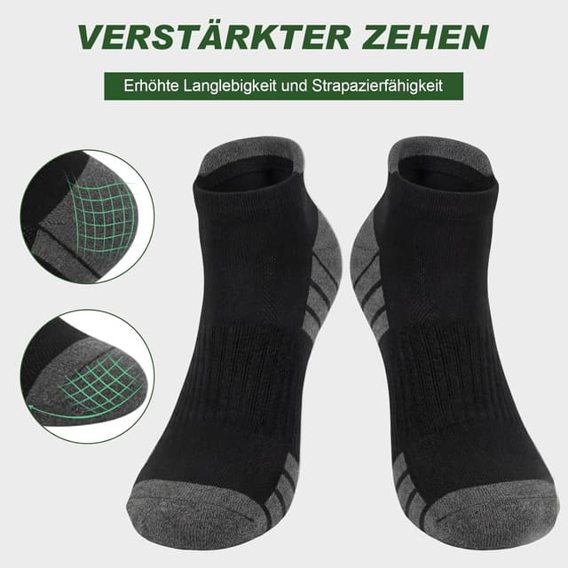 Detalle 2 de Chaussettes de sport respirantes Quoboquo en coton (homme) – courtes, antidérapantes et confortables