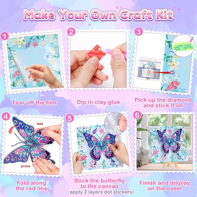 Thumbnail 6 de Diamond Painting 3D Butterfly Kit for Ages 8–10 🎨
