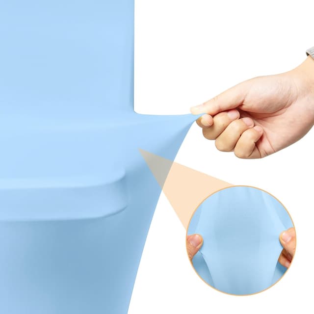 Detalle de 2 Pack 6-Foot Light Blue Spandex Tablecloth (Rectangular Tables) — Fitted Stretch, Wrinkle-Resistant, Washable