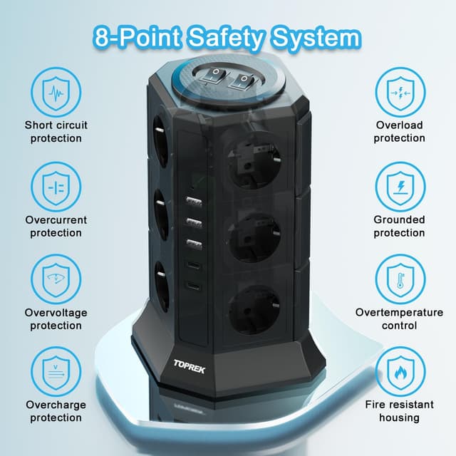 Detalle 2 de TOPREK Mehrfachsteckdose 12‑fach 4000W