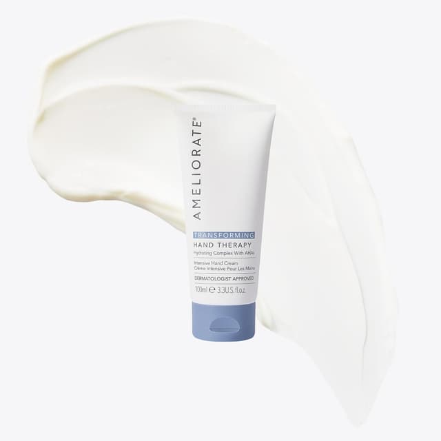 Detalle de AMELIORATE Transforming Hand Therapy 100 ml – exfolierende Handcreme mit Milchsäure (AHA) & Sheabutter für trockene, rissige Hände