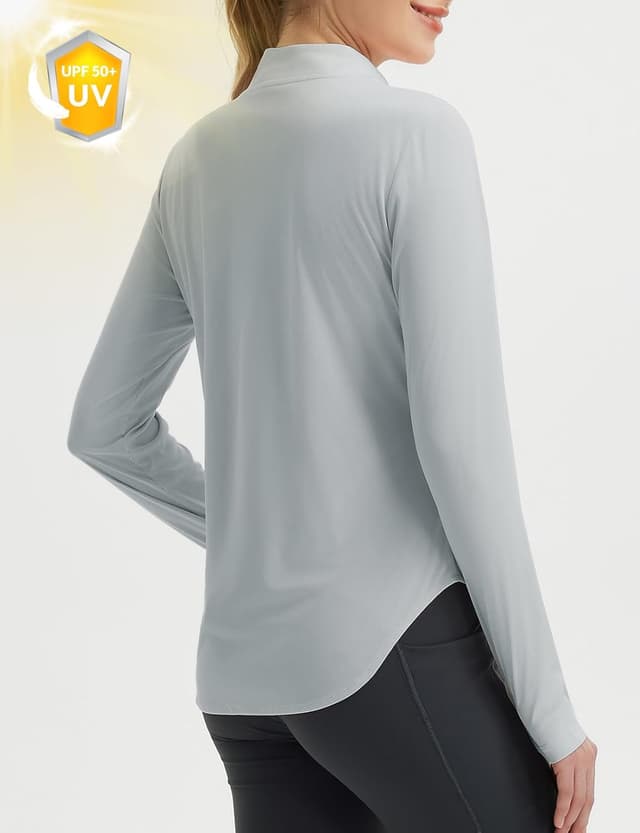 Detalle 2 de baleaf Women’s Sun Shirts Hiking Shirt (Lightweight Long Sleeves) UPF 50+ Half-Zip Rash Guard