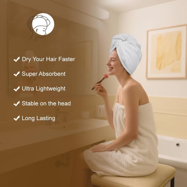 Detalle de Microfibre hair towel wrap 2 pack