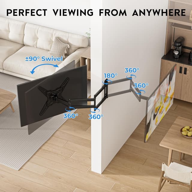 Detalle 2 de BONTEC Langarm TV Wandhalterung 950 mm für 26–65″ Fernseher