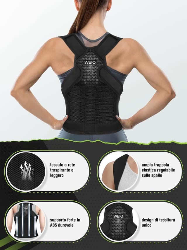 Detalle de Fascia Correttore Posturale Spalle Schiena con supporto lombare regolabile, collo M