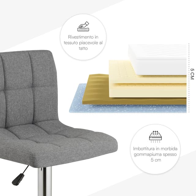 Thumbnail 5 de Baroni Home Tabouret de Bar Gris 115 cm