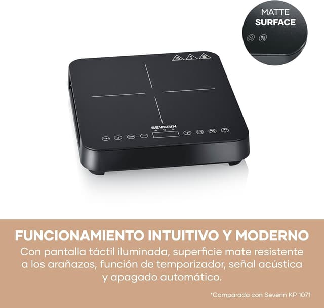 Detalle de Severin KP 1026 : plaque de cuisson à induction 2 000 W vitrocéramique, thermostat jusqu’à 240°C