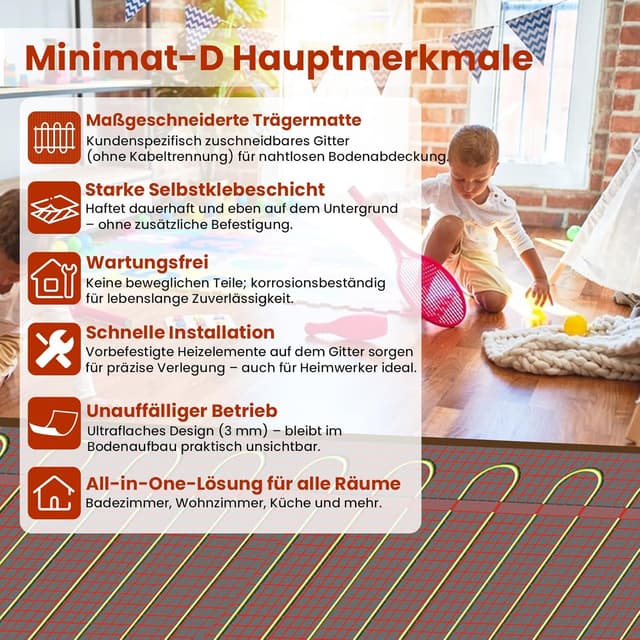 Thumbnail 4 de HEATIT 9 m² Fußbodenheizungsmatte 🏠