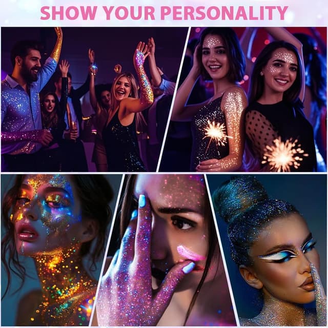 Thumbnail 6 de BUTBU Coffret de 24 gels pailletés holographiques (visage, corps, ongles, yeux) pour festival et maquillage