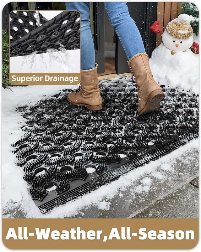 Detalle de COLOR&GEOMETRY Zerbino esterno in TPE ultra resistente 43x75 cm nero con connettori