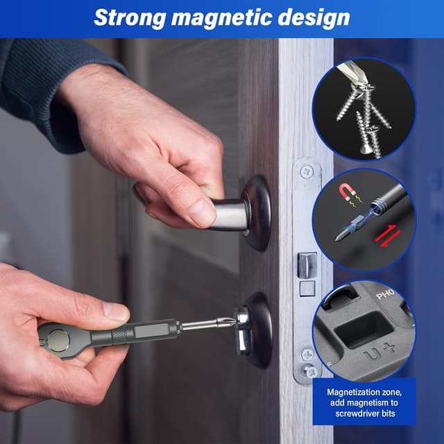 Detalle de Koeutoze 42 in 1 ratchet screwdriver set with magnetic S2 bits and detachable T-handle