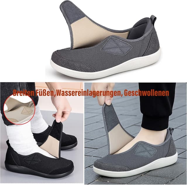 Detalle 2 de Gaatpot Hausschuhe Extra Weit mit Klettverschluss – Walking-/Freizeit-Schuhe für breite Füße