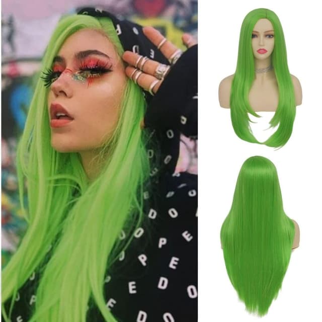 Thumbnail 3 de Salaibs Halb Grün Halb Schwarz Perücke 21–23" 🎭