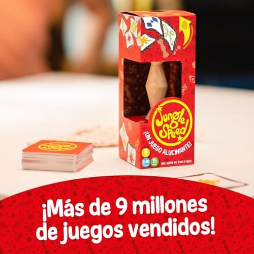 Detalle de Zygomatic Jungle Speed de Asmodee: juego de cartas rápido para 2 a 10 jugadores (7+), en español y portugués