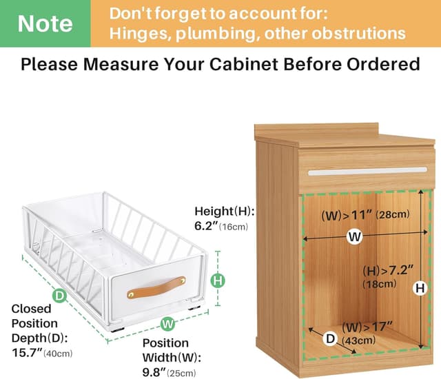 Detalle 2 de Pull Out Cabinet Organizer 9.8" W Mesh Slide-out Basket