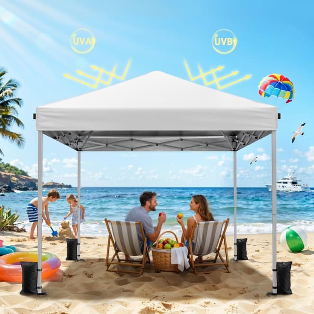 Detalle de Driftalia Pop Up Gazebo 3m x 3m (Instant setup) with carry bag, sandbags & stakes – White
