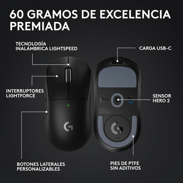 Detalle 2 de Logitech G PRO X SUPERLIGHT 2 ratón inalámbrico 60 g