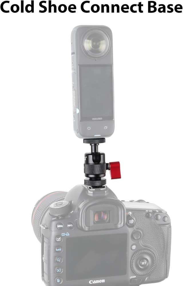 Detalle 2 de HSU Aluminium Alloy Cold Shoe Adapter for Action Cameras (Angle Adjustable 1/4 Tripod Mount) for Insta360 X2/X3/X4