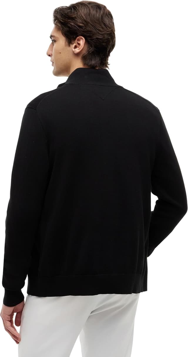 Detalle de Tommy Hilfiger Herren Pullover Essential Cotton Zip Thru Stehkragen mit Reißverschluss