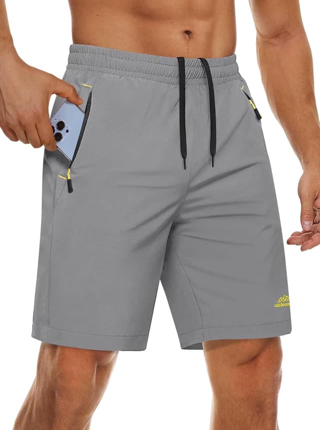 Detalle de MAGCOMSEN men’s gym shorts with zip pockets – quick-dry, stretch sport running & outdoor shorts