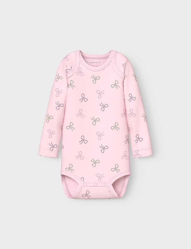Detalle 2 de NAME IT Nbfbody 3P Ls Barely Pink Bow Noos – Lot de 3 bodys à manches longues