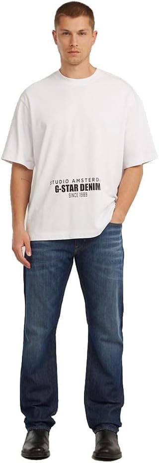Detalle de G-STAR Mosa Straight Jeans für Herren – gerade geschnittene Jeans mit Hosenschlitz-Reißverschluss
