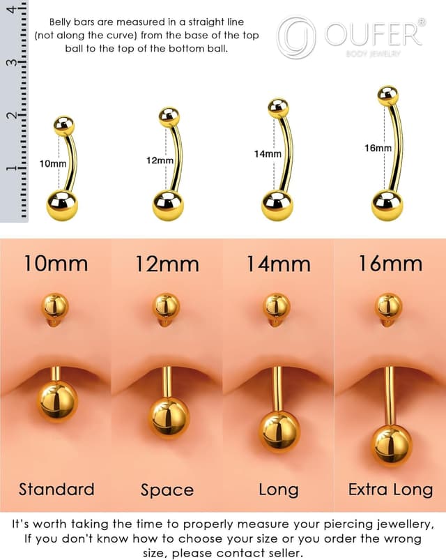 Detalle de OUFER 14G Titane Navel doré 10–16 mm